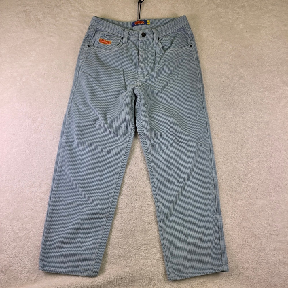 Empyre Mens 30 Light Blue Corduroy Loose Fit Skate Pants Wide Wale Straight Leg